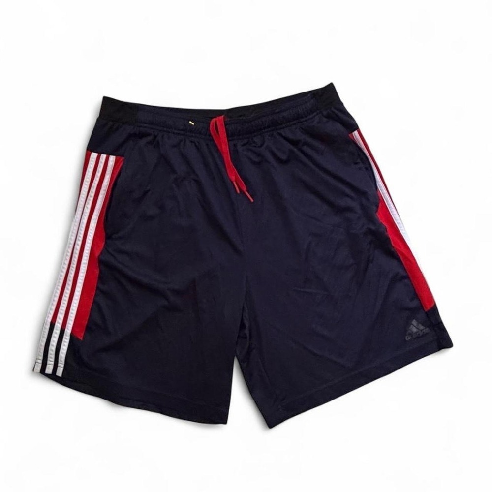 Adidas Primegreen Aeroready Black Red 3 Stripe Soccer Athletic Gym Shorts XL